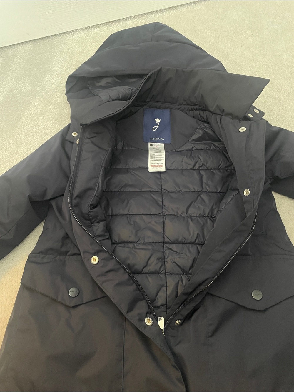 Jacadi Navy Quilted Hooded Jacket